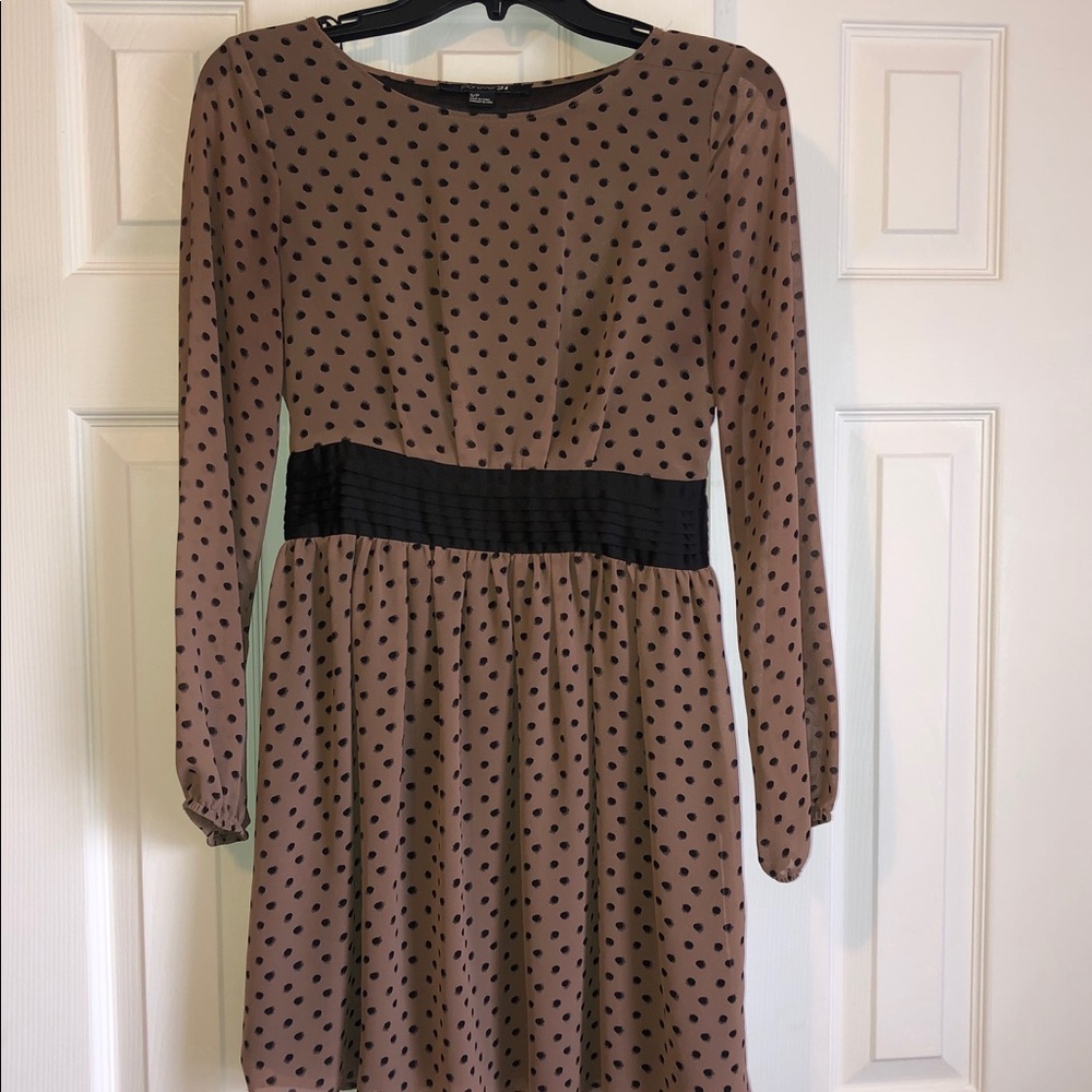 Foverever 21 Brown Dress With Black Polkadots